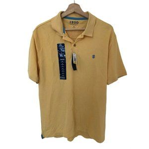 Izod the Advantage Polo Yellow Short Sleeve Collared Polo Blue Accents Men's Med